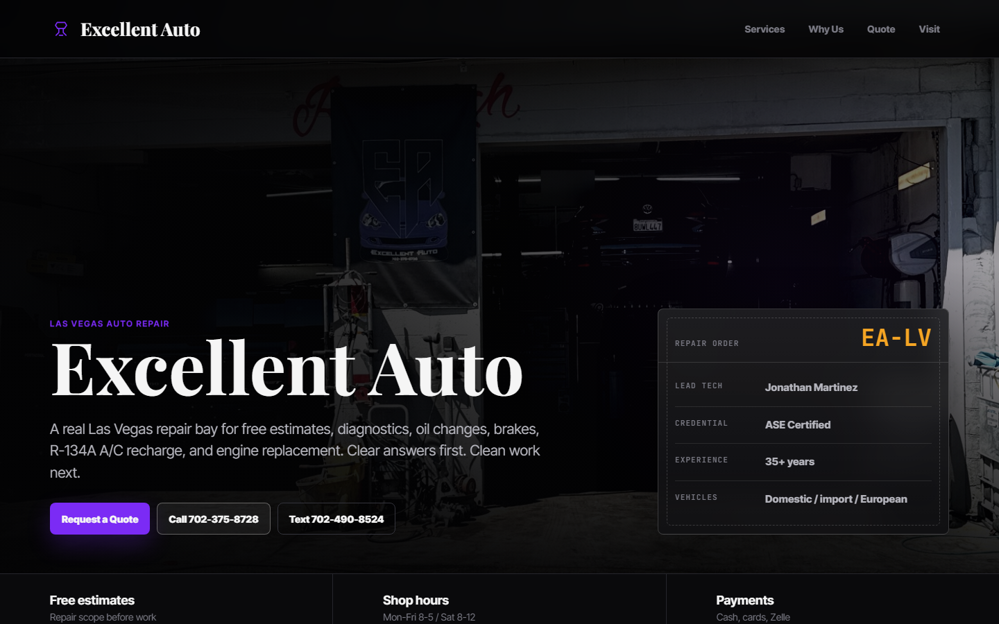 Excellent Auto live website screenshot